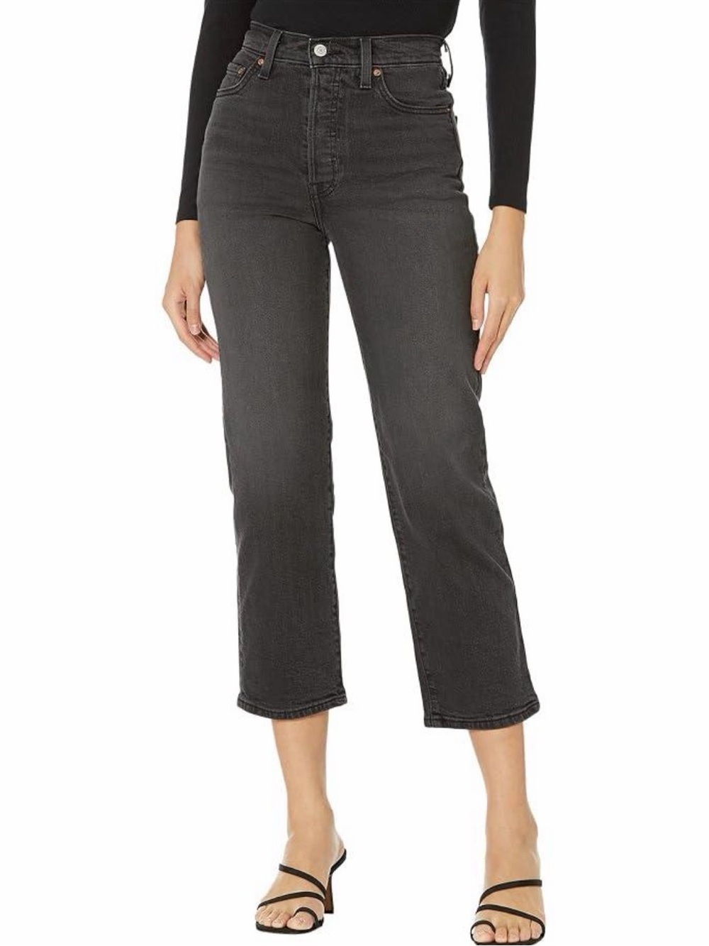 Levi’s Premium Ribcage Straight Ankle Jeans Black Size 27 High Rise
